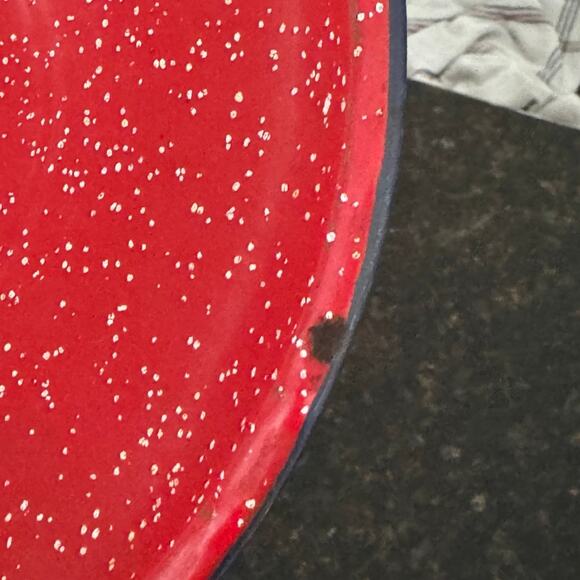 Vintage red, white and blue enamelware pot - Picture 6 of 12